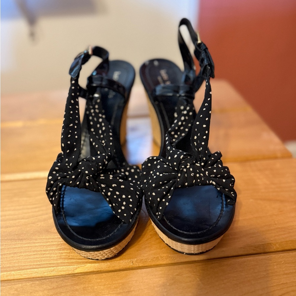 Kate Spade Black and Tan Polka Dot Wedges - Picture 4 of 6